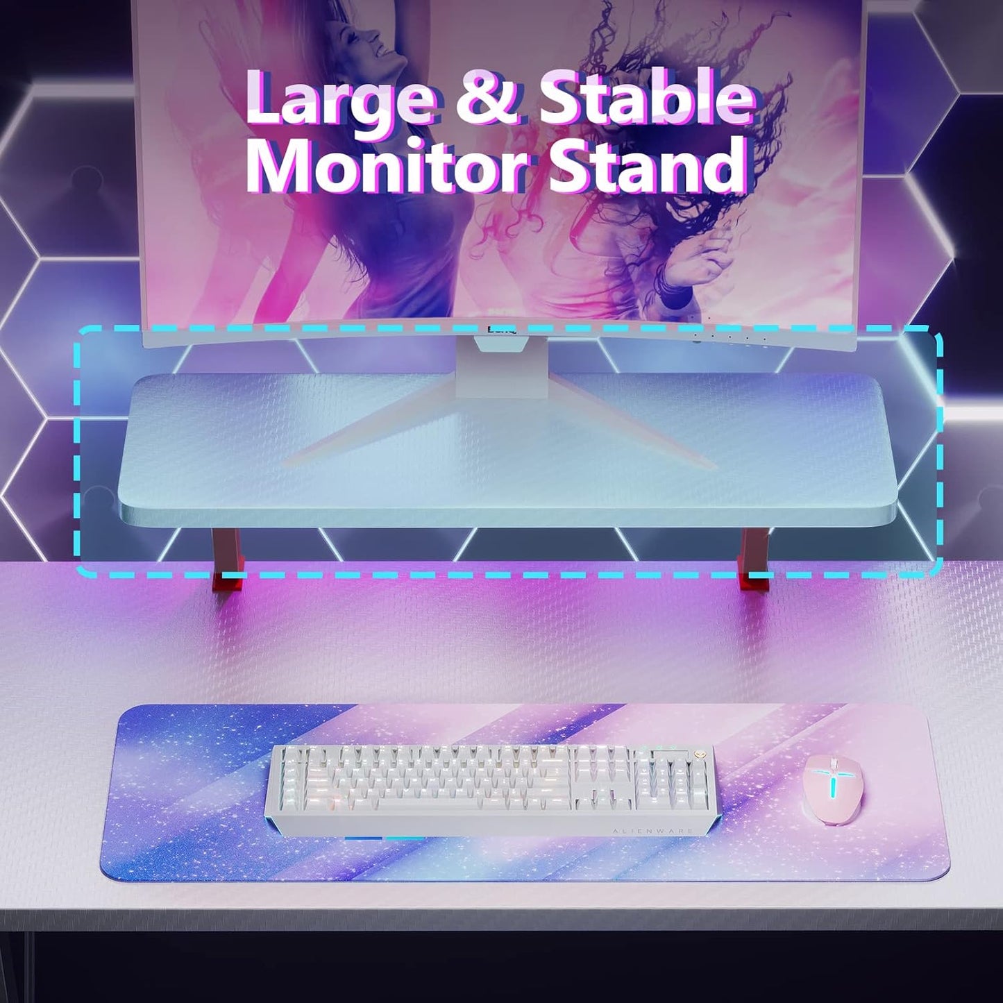L Shaped Gaming Desk with Carbon Fiber Surface