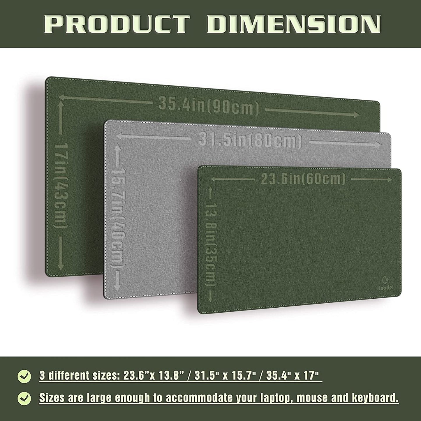 Desk Mat, Blotter, Dual-Sided Office Desk Pad, Waterproof Desk Mat for Desktop, Desk Blotters, PU Leather Pad Protector (31.5" X 15.7", Dark Green)
